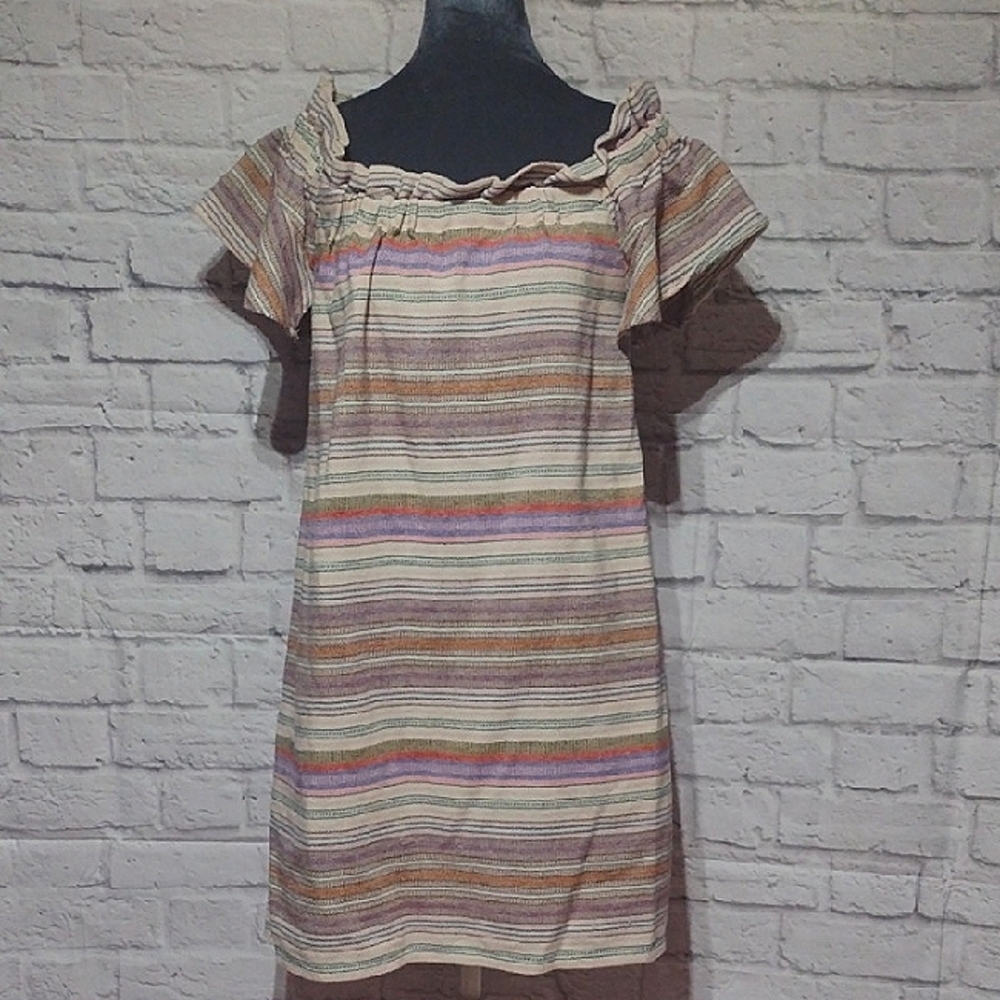 Philosophy Striped Off-Shoulder Dress (M)